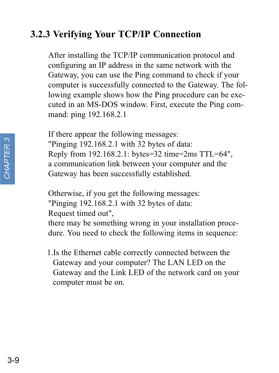 3 verifying your tcp/ip connection | Gateway none User Manual | Page 35 / 113
