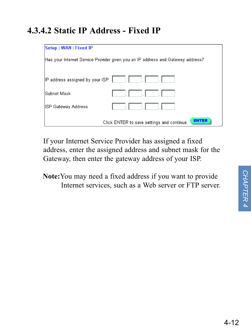 2 static ip address - fixed ip | Gateway none User Manual | Page 48 / 113
