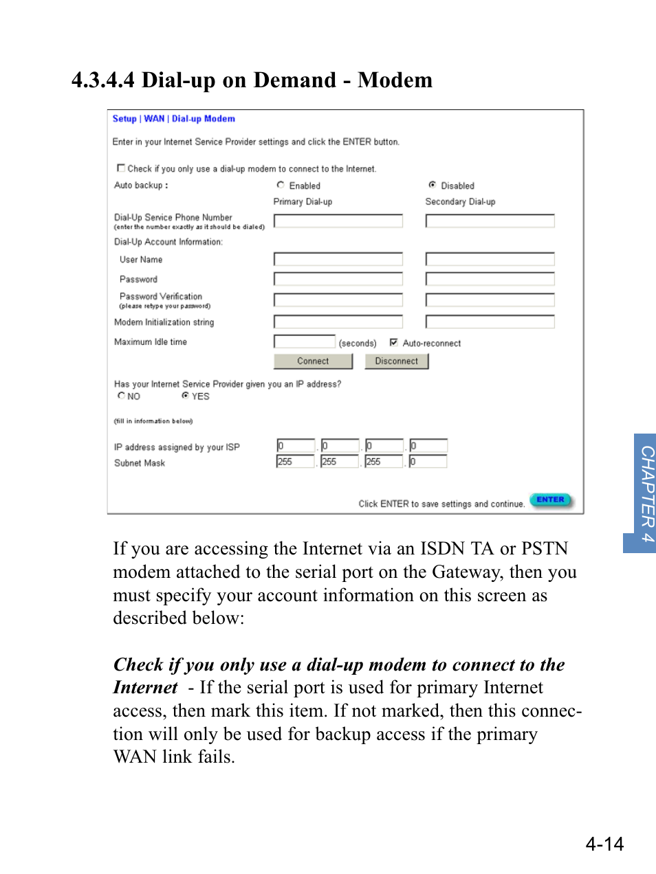 4 dial-up on demand - modem | Gateway none User Manual | Page 50 / 113