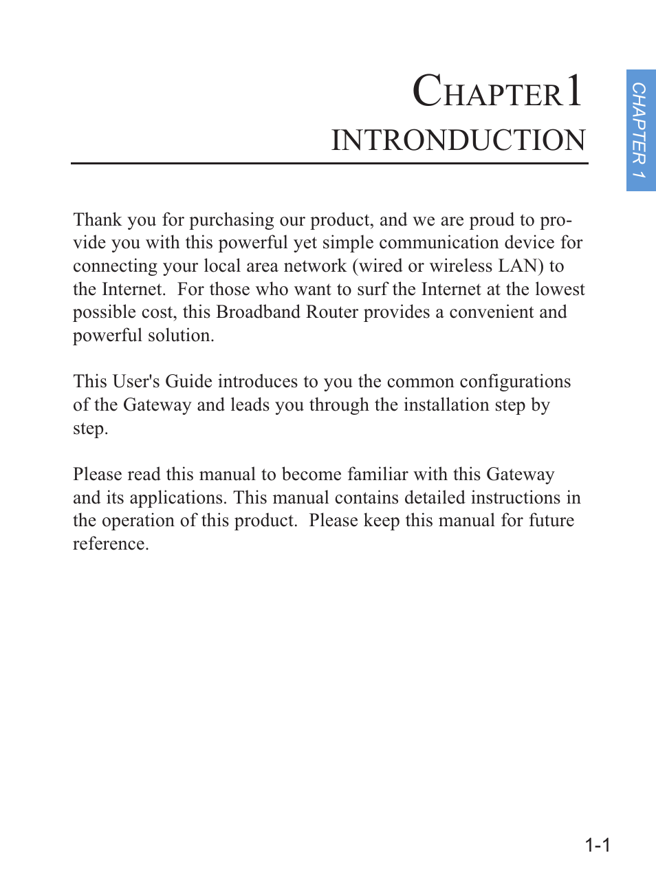 Hapter, Intronduction | Gateway none User Manual | Page 6 / 113