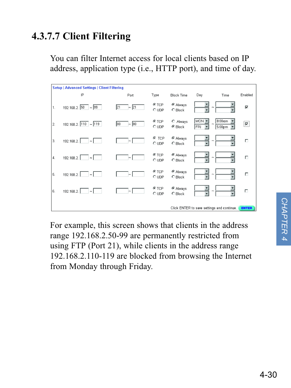 7 client filtering | Gateway none User Manual | Page 66 / 113