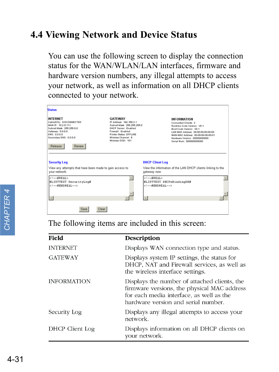 4 viewing network and device status | Gateway none User Manual | Page 67 / 113