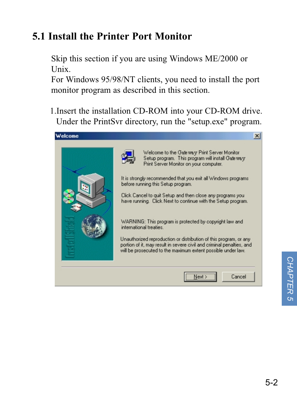 1 install the printer port monitor | Gateway none User Manual | Page 70 / 113