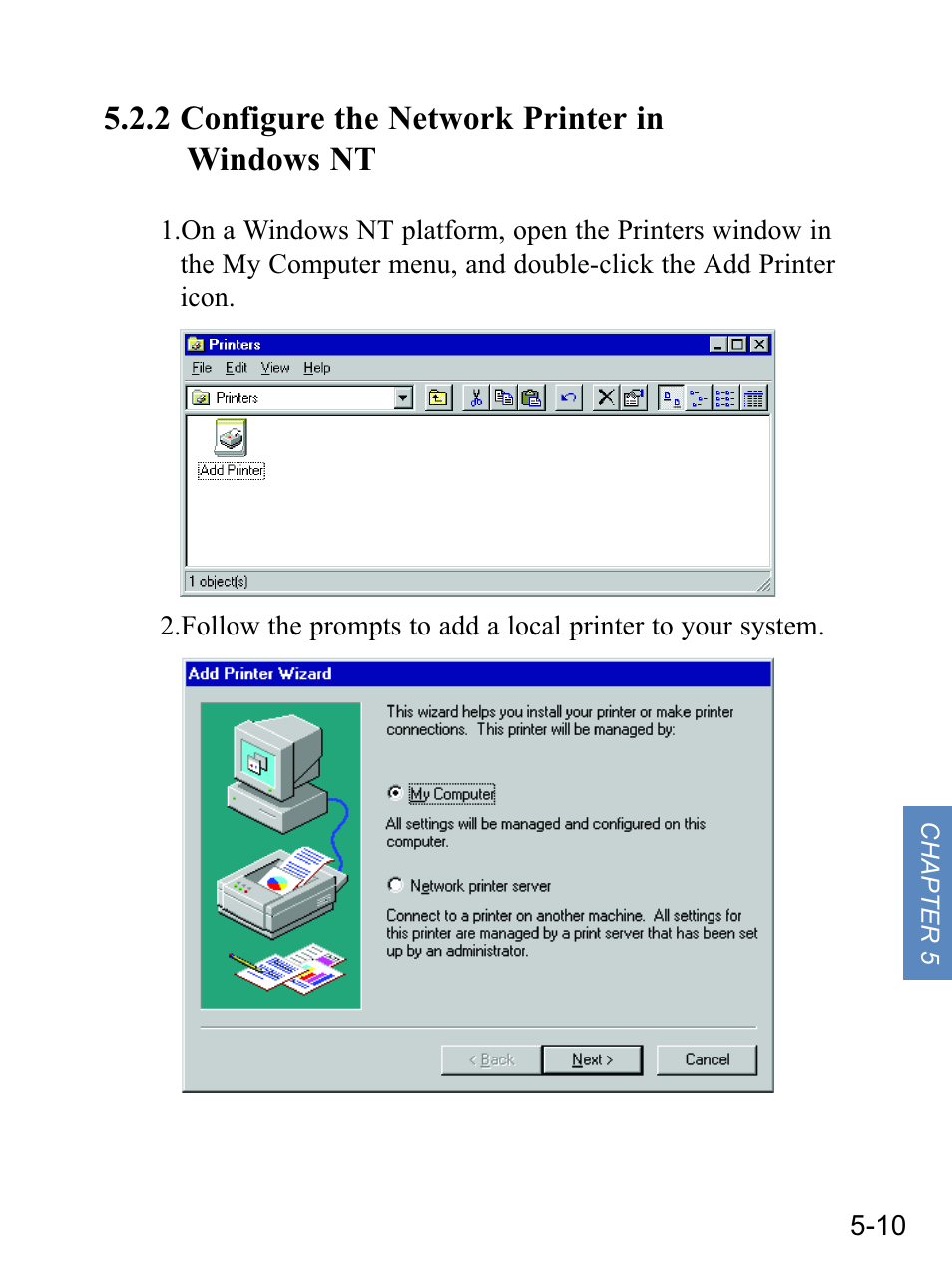 2 configure the network printer in windows nt | Gateway none User Manual | Page 78 / 113