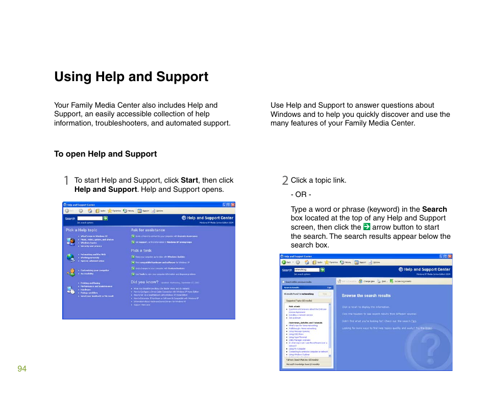 Using help and support | Gateway 901 Series User Manual | Page 100 / 116