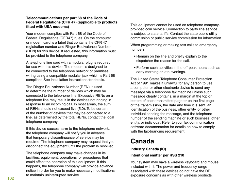 Canada | Gateway 901 Series User Manual | Page 108 / 116