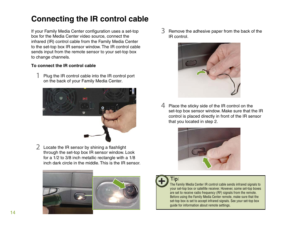 Connecting the ir control cable | Gateway 901 Series User Manual | Page 20 / 116