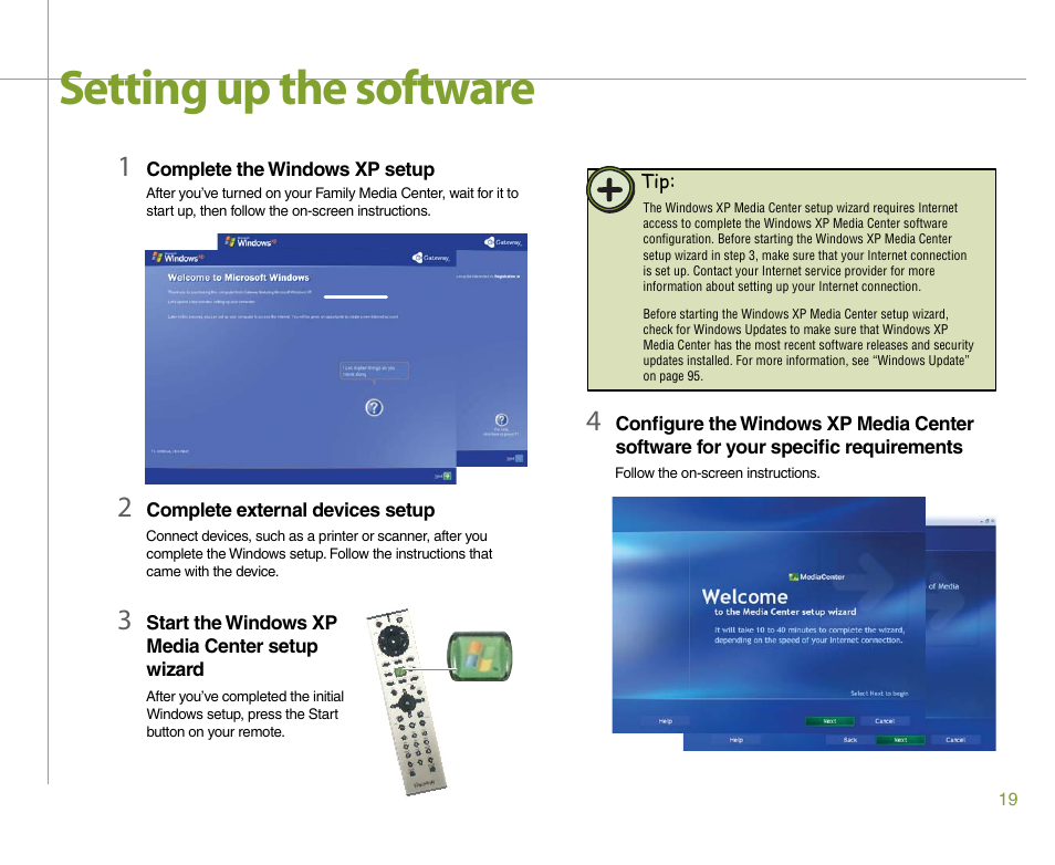 Setting up the software | Gateway 901 Series User Manual | Page 25 / 116