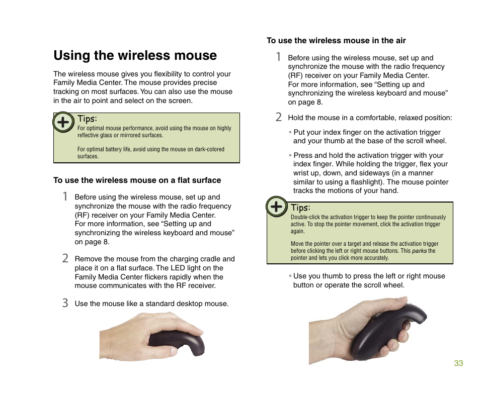 Using the wireless mouse | Gateway 901 Series User Manual | Page 39 / 116