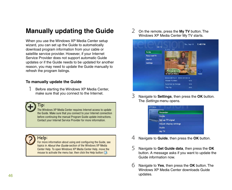 Manually updating the guide | Gateway 901 Series User Manual | Page 52 / 116