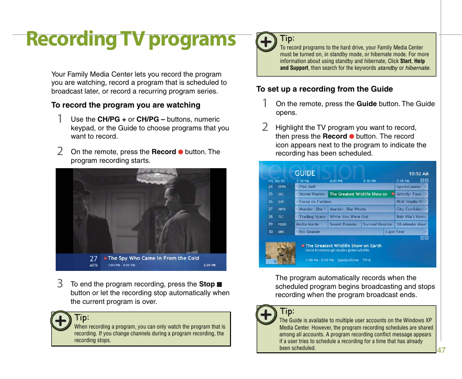 Recording tv programs | Gateway 901 Series User Manual | Page 53 / 116