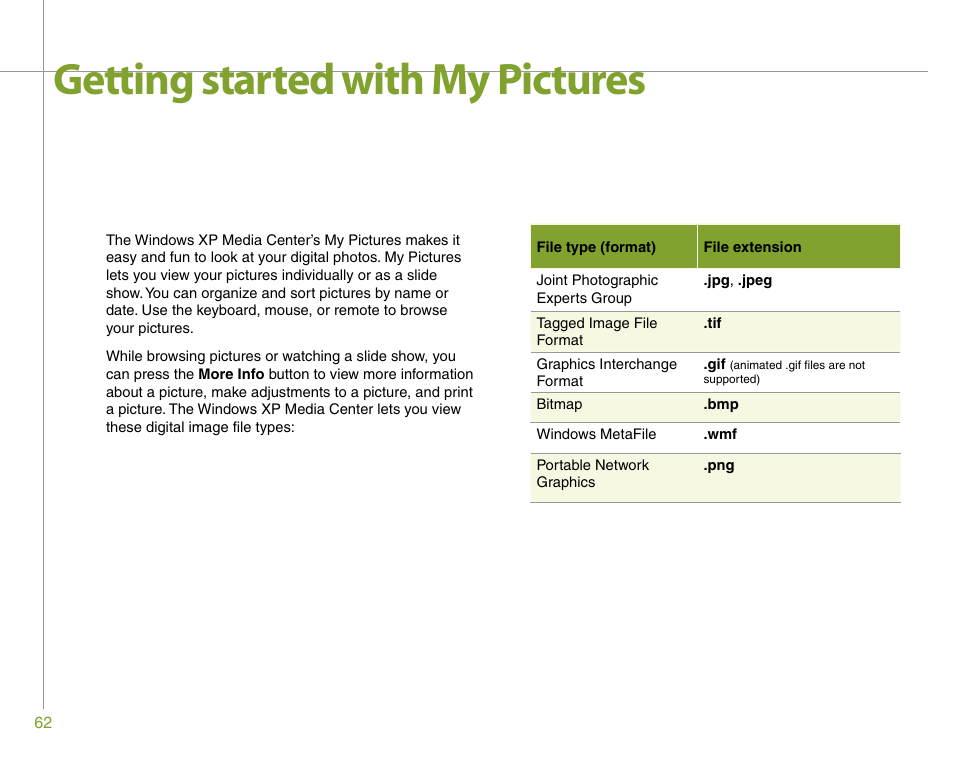 Getting started with my pictures | Gateway 901 Series User Manual | Page 68 / 116