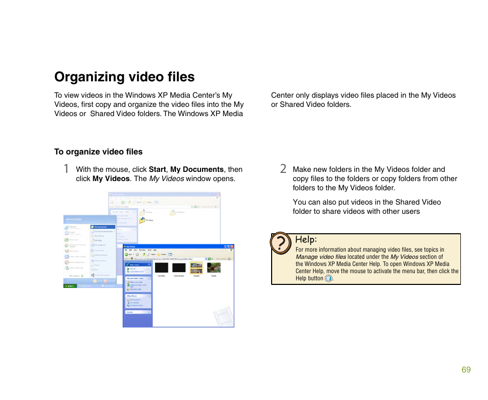 1organizing video files | Gateway 901 Series User Manual | Page 75 / 116