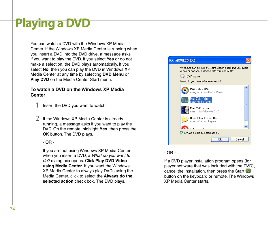 Playing a dvd | Gateway 901 Series User Manual | Page 80 / 116