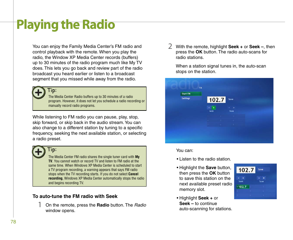 Playing the radio | Gateway 901 Series User Manual | Page 84 / 116