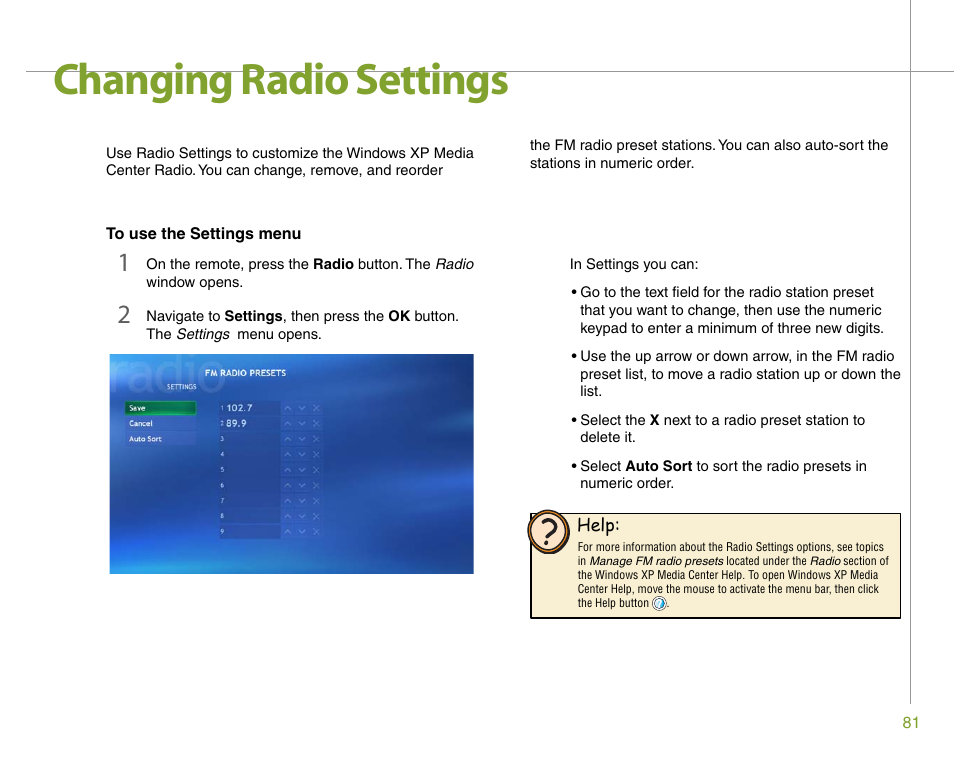 Changing radio settings | Gateway 901 Series User Manual | Page 87 / 116