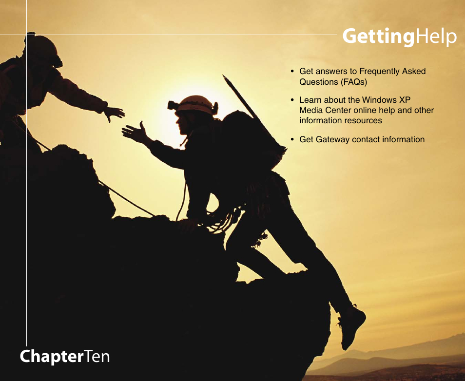 Getting help, Chapter ten | Gateway 901 Series User Manual | Page 93 / 116