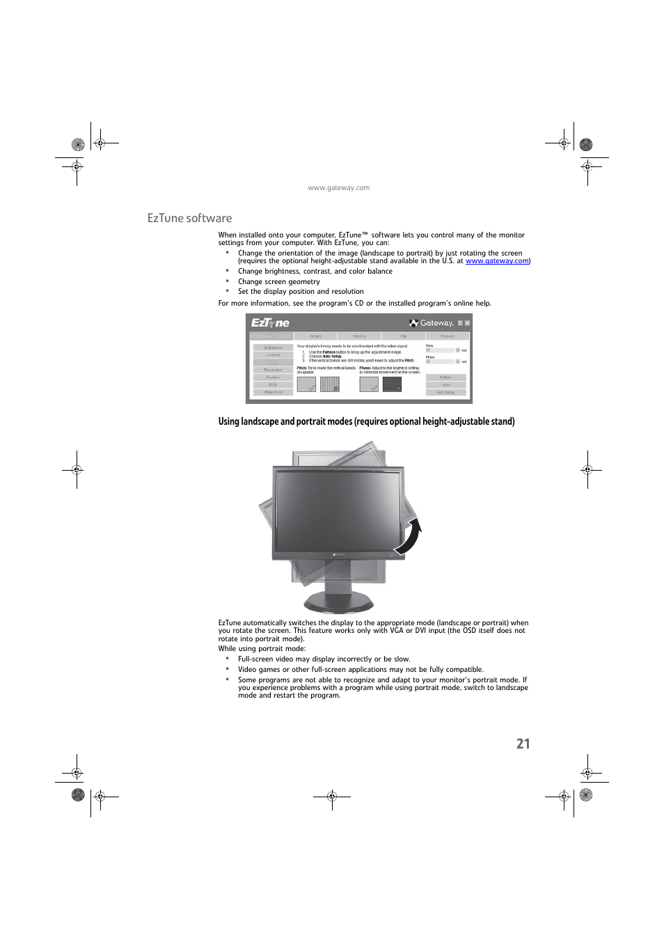 Eztune software | Gateway FPD2275W User Manual | Page 25 / 40