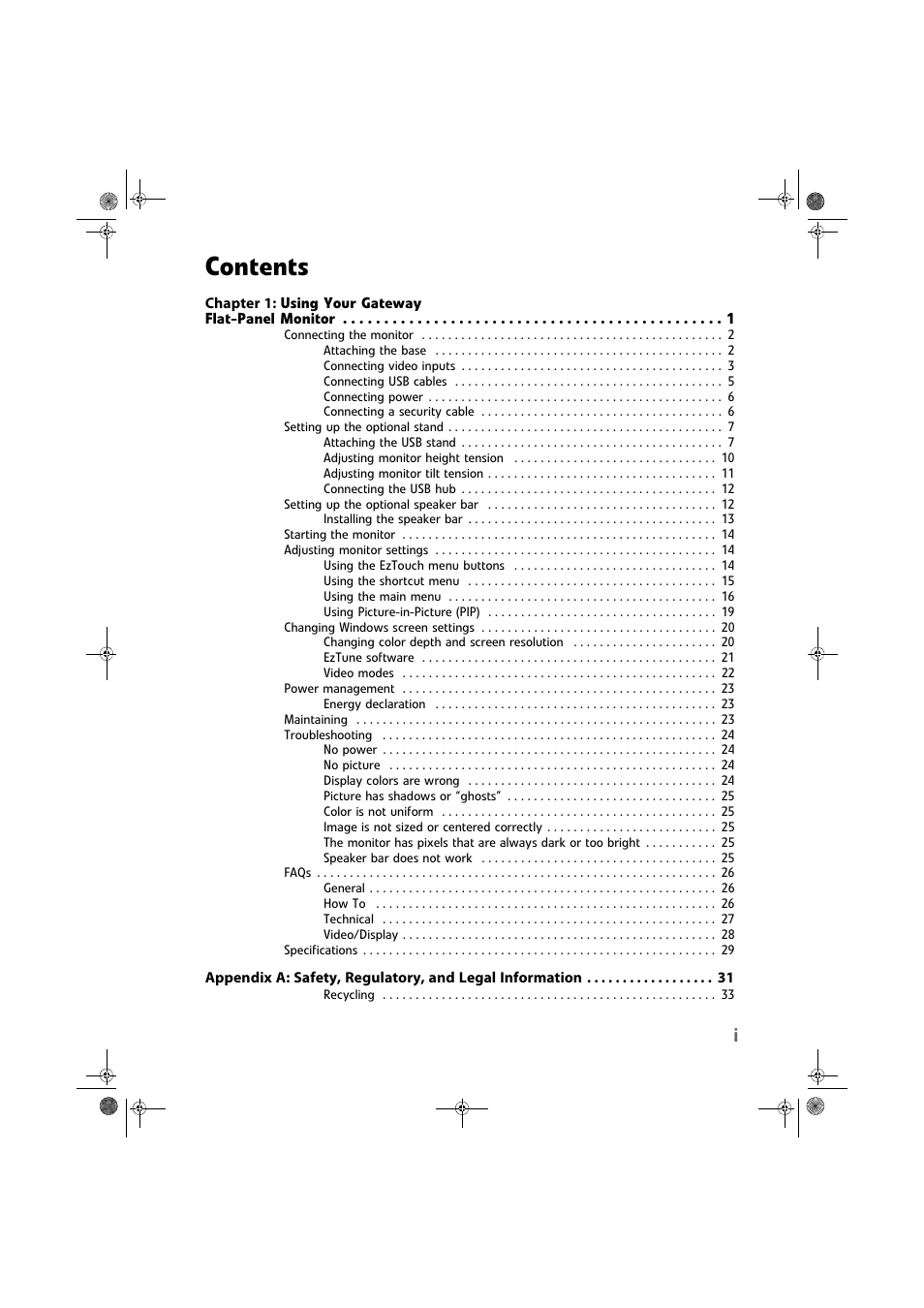 Gateway FPD2275W User Manual | Page 3 / 40