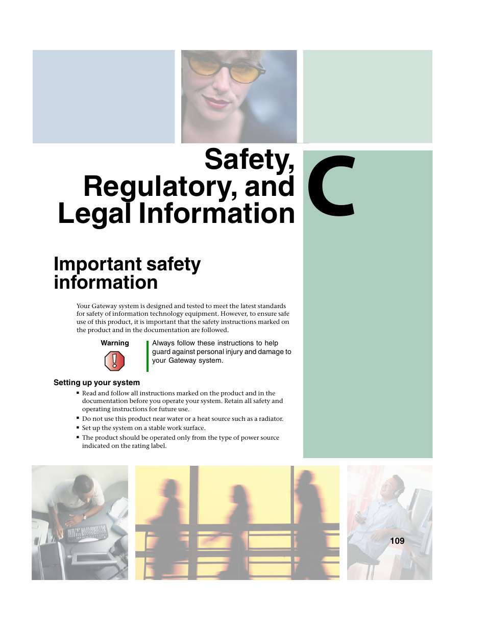 Safety, regulatory, and legal information, Important safety information | Gateway 960 User Manual | Page 114 / 130