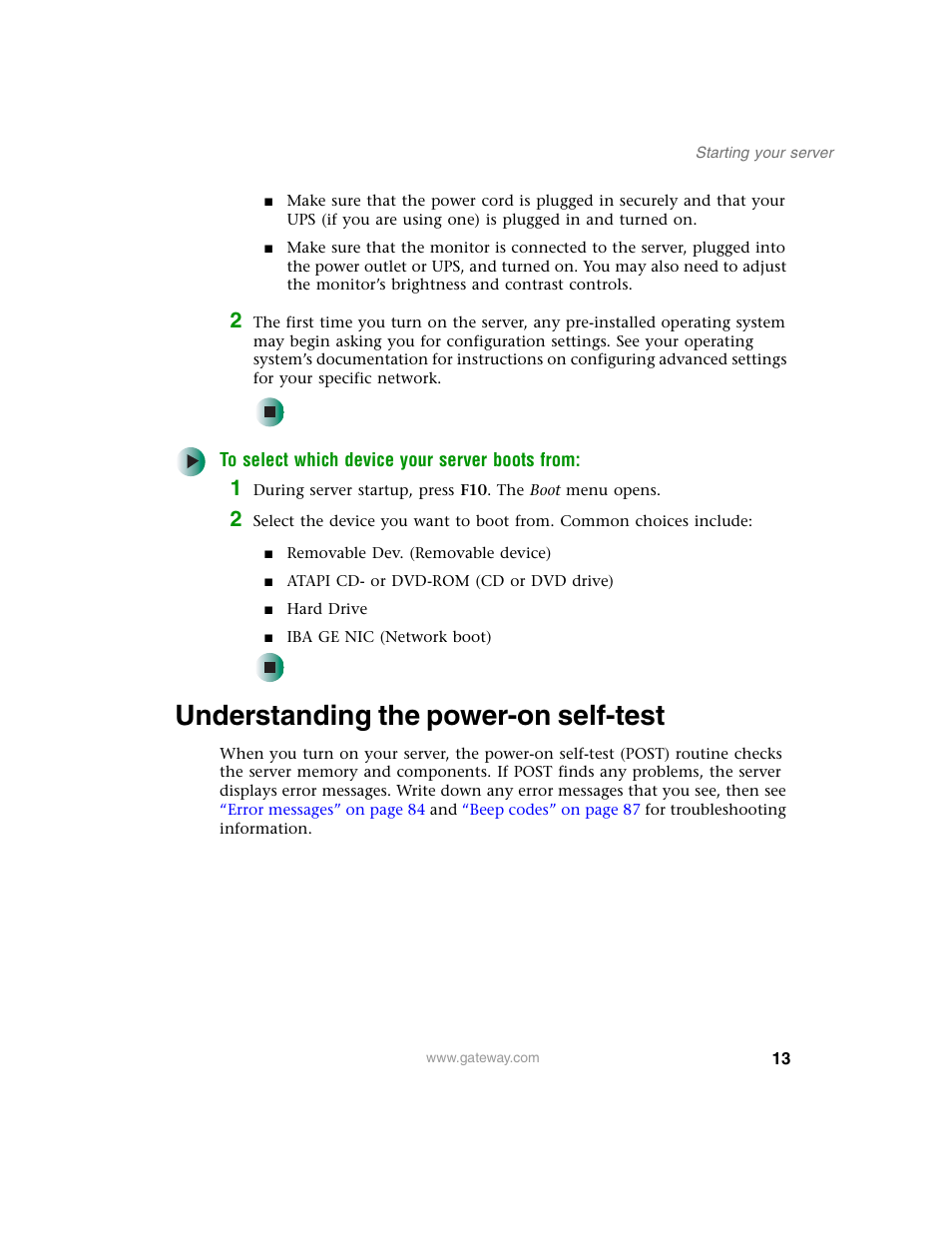 Understanding the power-on self-test | Gateway 960 User Manual | Page 18 / 130