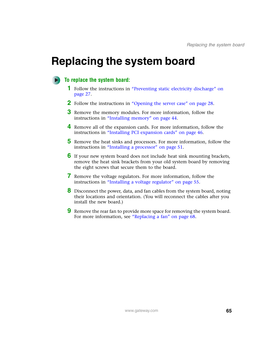 Replacing the system board | Gateway 960 User Manual | Page 70 / 130