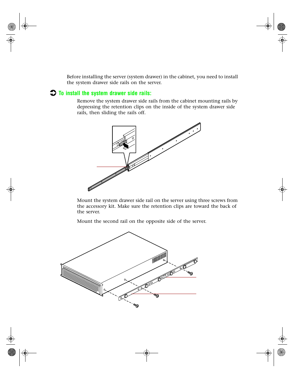 Installing the system drawer side rails | Gateway 7250R User Manual | Page 7 / 26