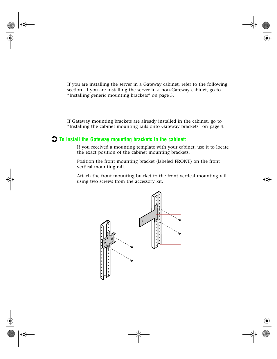 Installing gateway mounting brackets | Gateway 7250R User Manual | Page 8 / 26