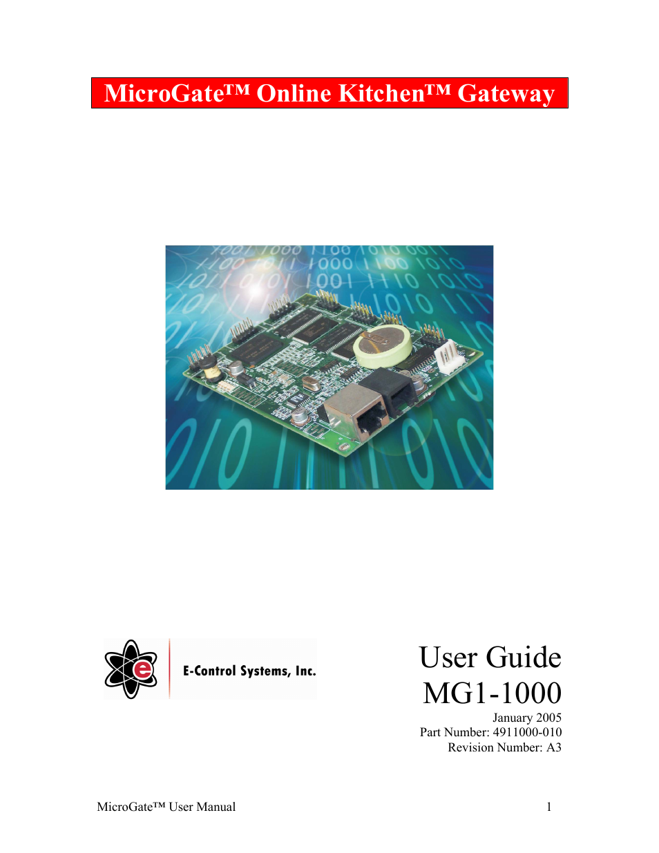 Gateway MicroGate MG1-1000 User Manual | 18 pages