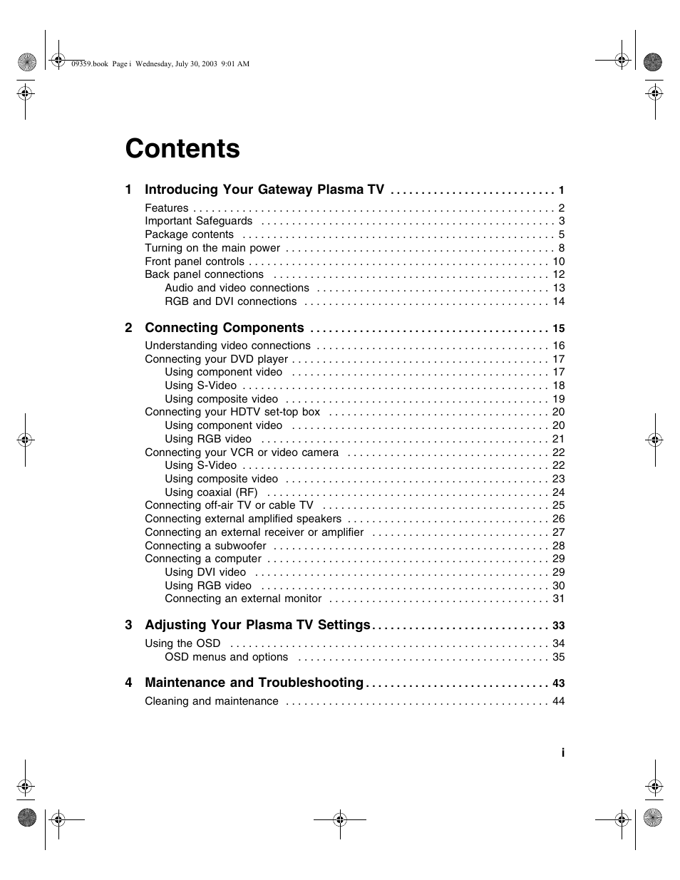 Gateway Flat Panel Television User Manual | Page 3 / 68