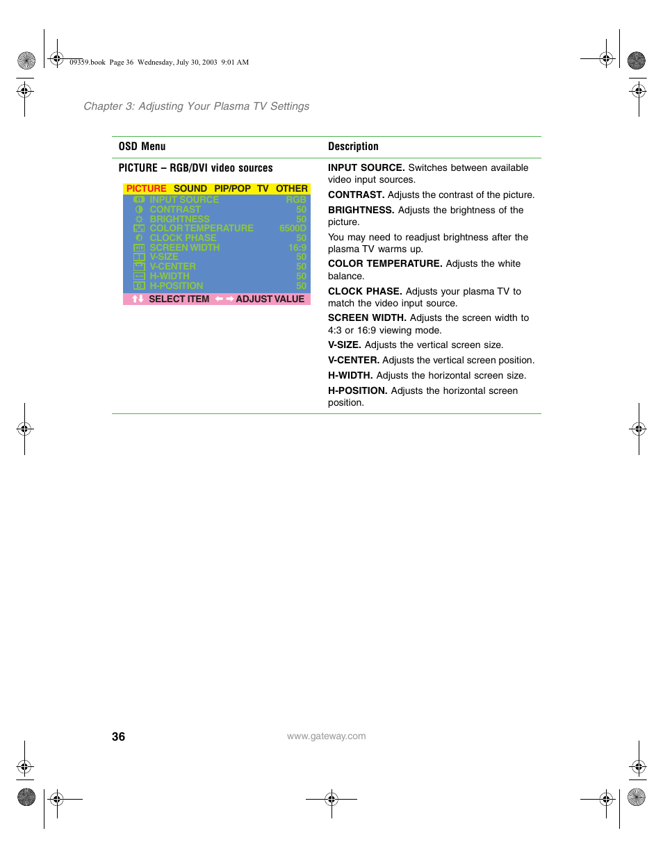 Gateway Flat Panel Television User Manual | Page 40 / 68