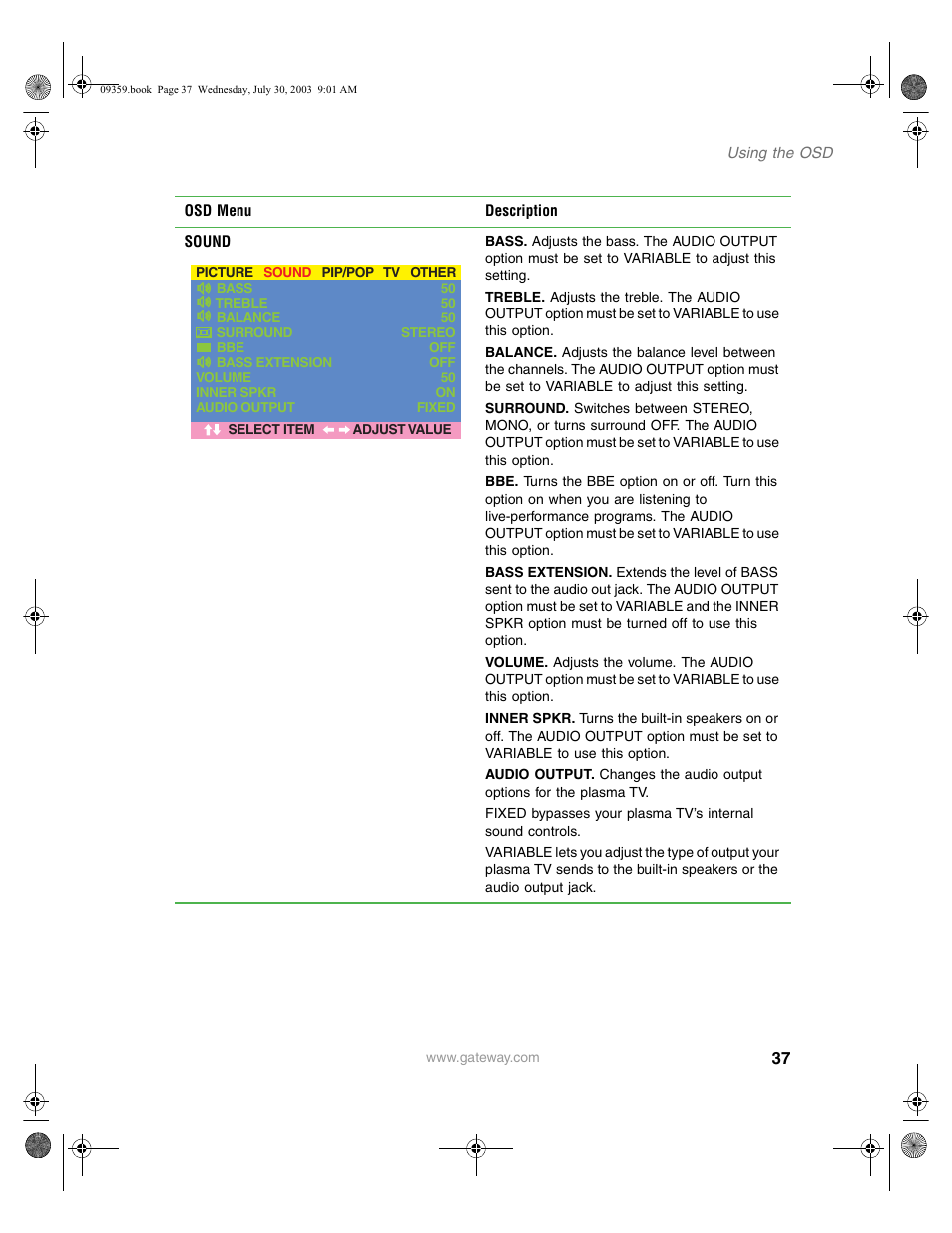Gateway Flat Panel Television User Manual | Page 41 / 68