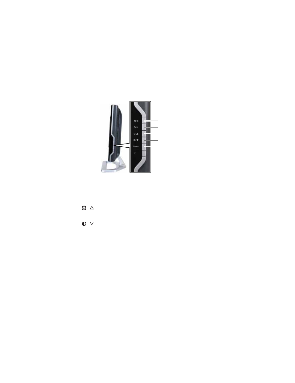 Adjusting monitor settings, Using the monitor buttons | Gateway HD1700 User Manual | Page 10 / 26