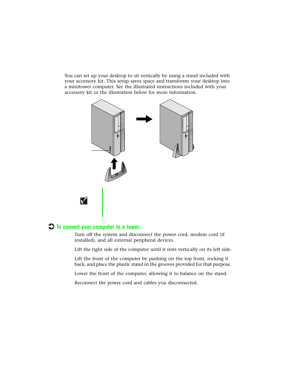 Vertical desktop feature | Gateway E-4400 User Manual | Page 11 / 118