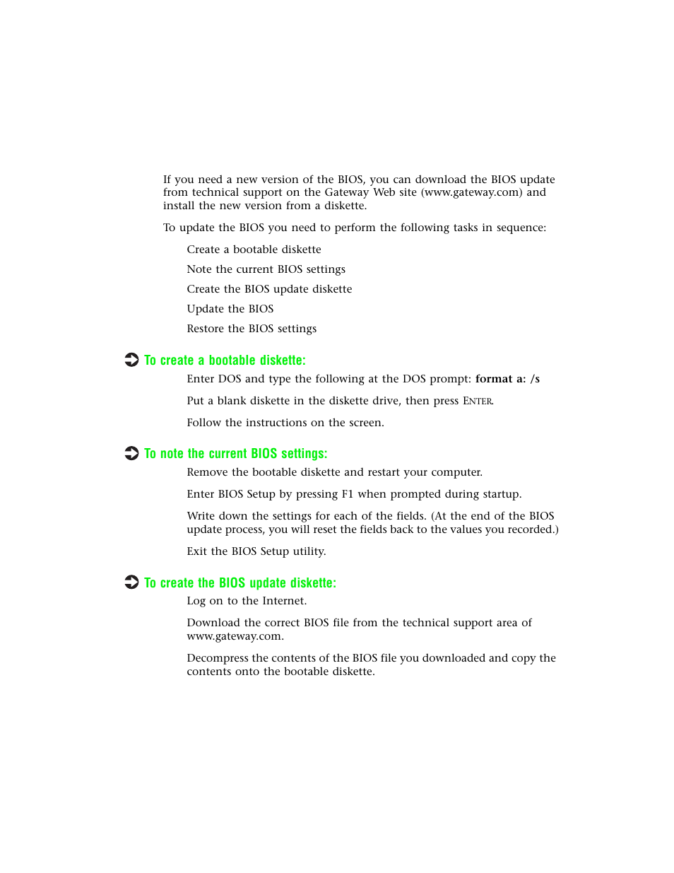 Updating the bios | Gateway E-4400 User Manual | Page 56 / 118