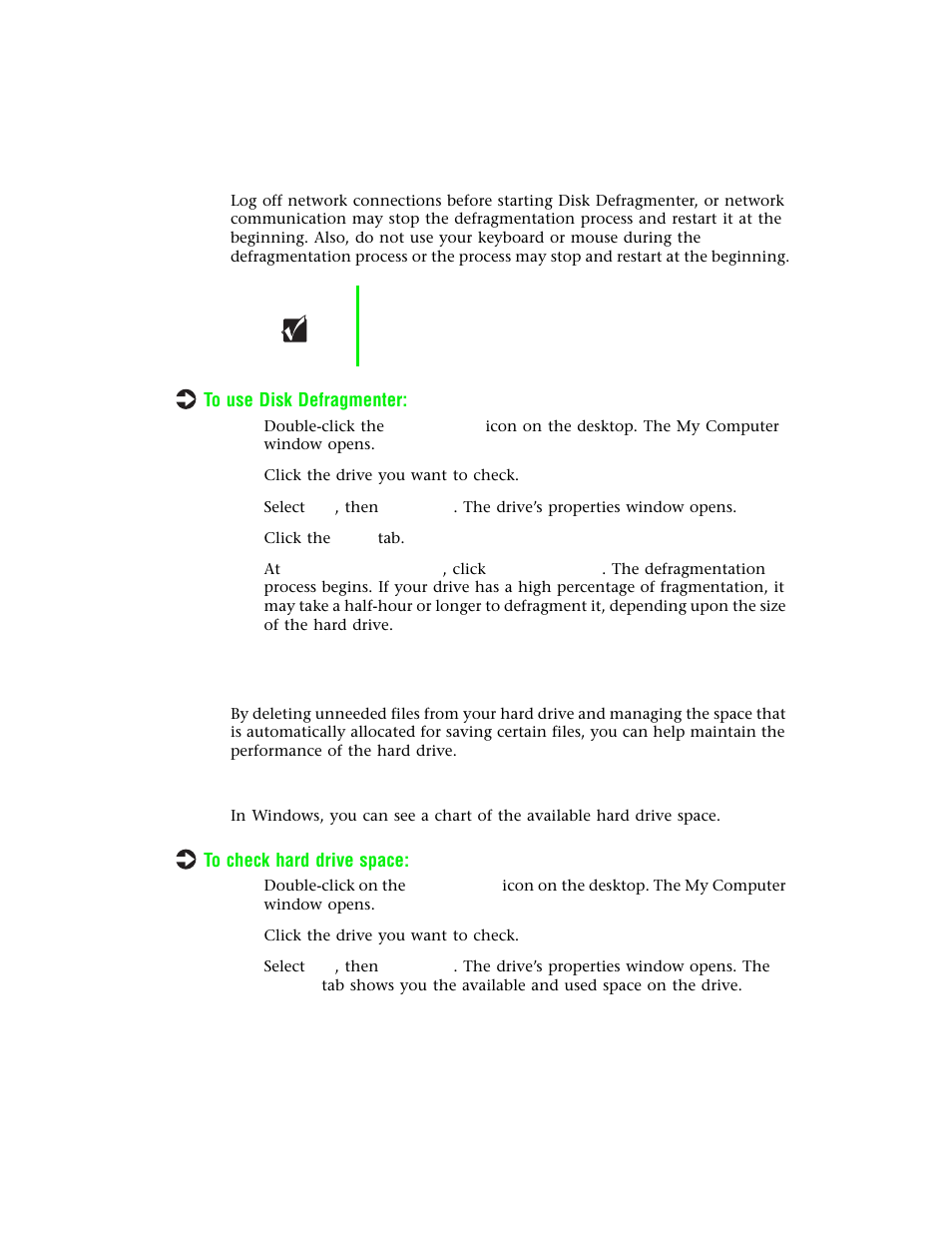Hard drive management practices, Checking hard drive space | Gateway E-4400 User Manual | Page 66 / 118