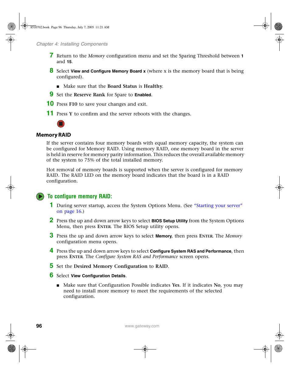 Memory raid | Gateway 9715 User Manual | Page 101 / 278