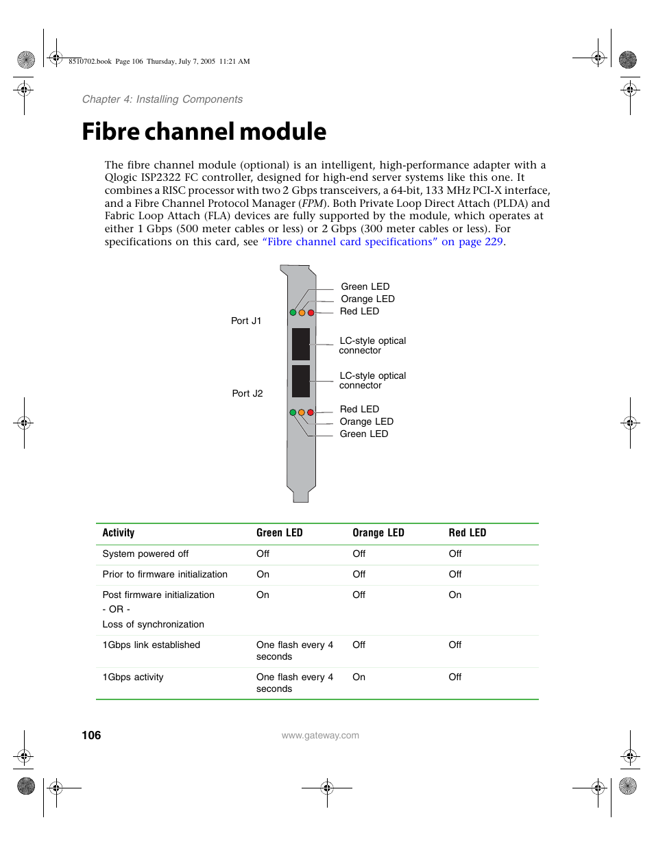 Fibre channel module | Gateway 9715 User Manual | Page 111 / 278