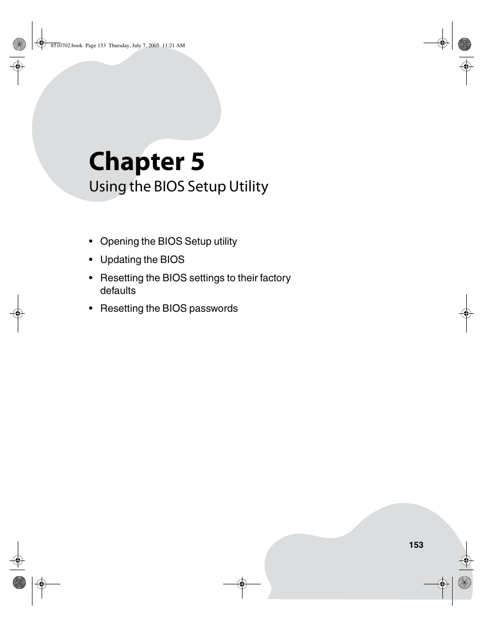 Using the bios setup utility, Chapter 5 | Gateway 9715 User Manual | Page 158 / 278