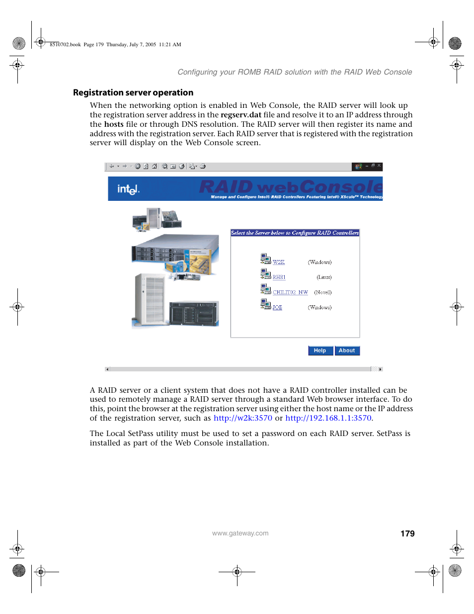 Registration server operation | Gateway 9715 User Manual | Page 184 / 278