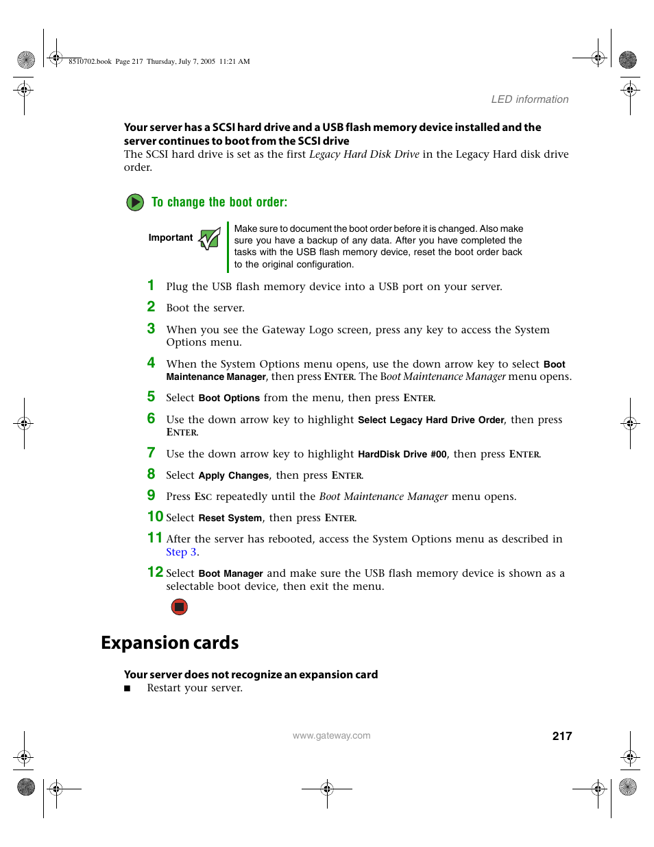 Expansion cards | Gateway 9715 User Manual | Page 222 / 278