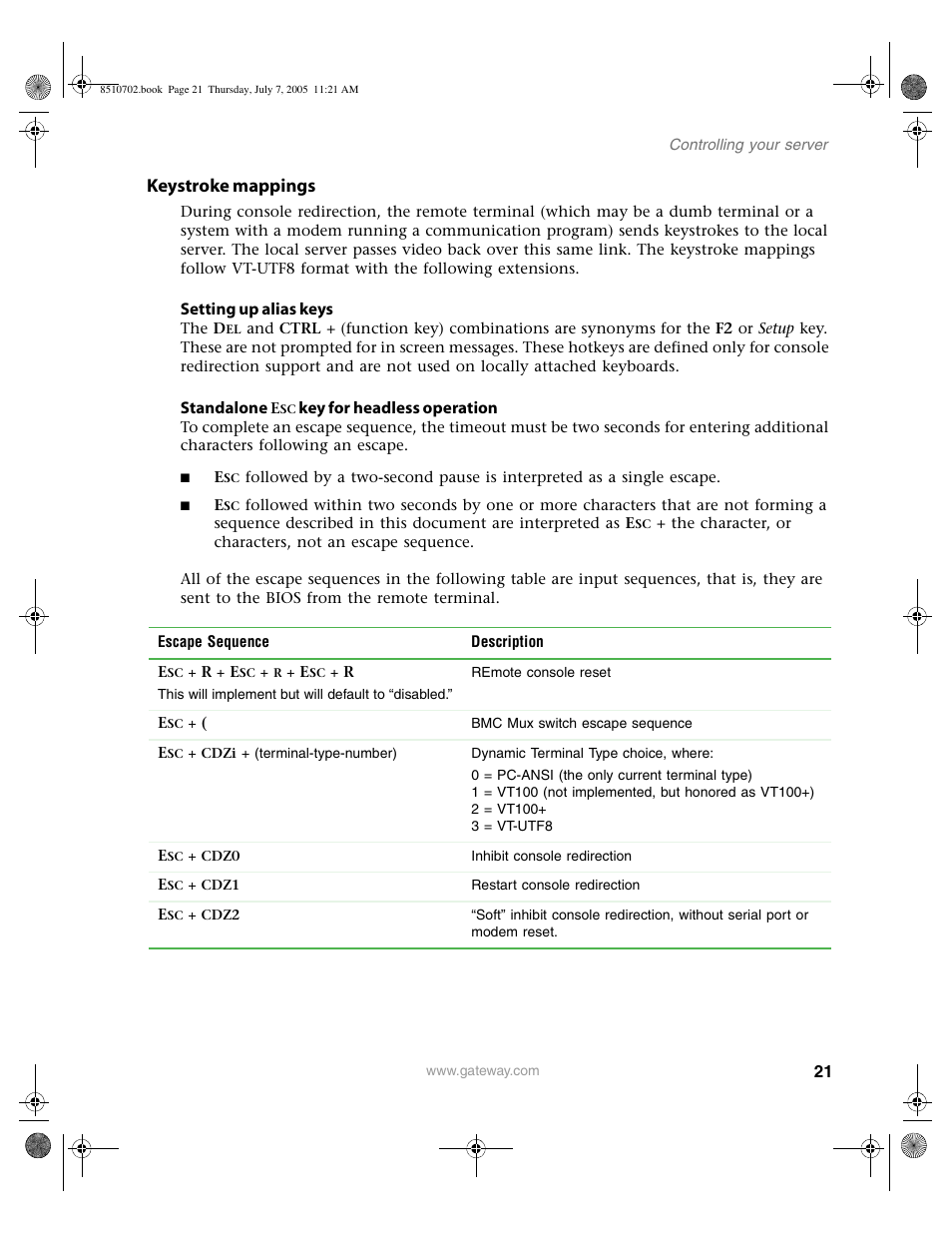 Keystroke mappings | Gateway 9715 User Manual | Page 26 / 278