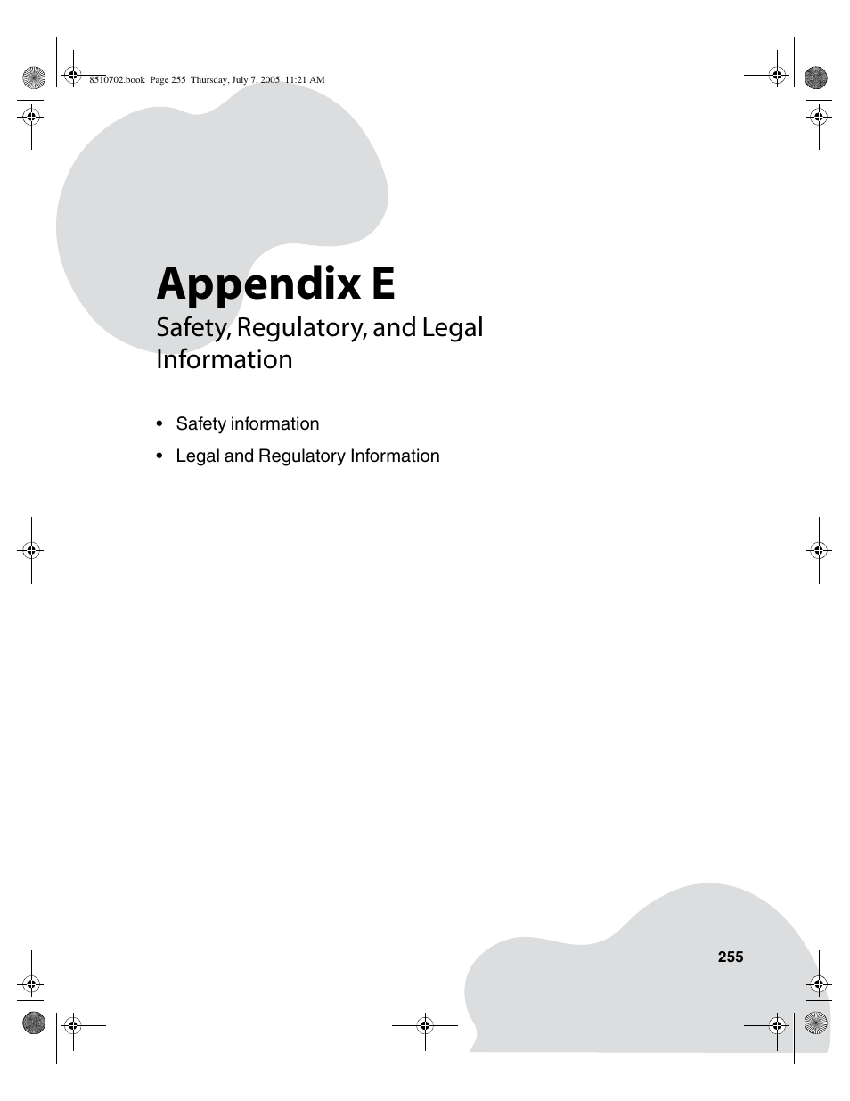 Safety, regulatory, and legal information, Appendix e | Gateway 9715 User Manual | Page 260 / 278