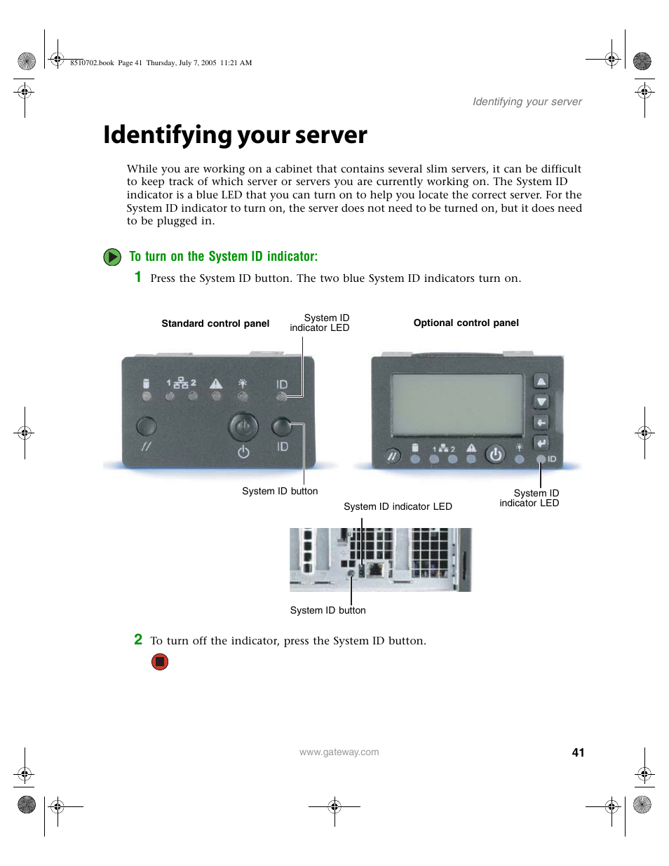 Identifying your server | Gateway 9715 User Manual | Page 46 / 278