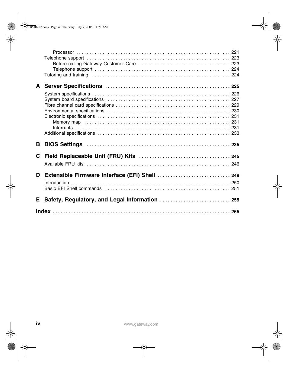 Gateway 9715 User Manual | Page 5 / 278