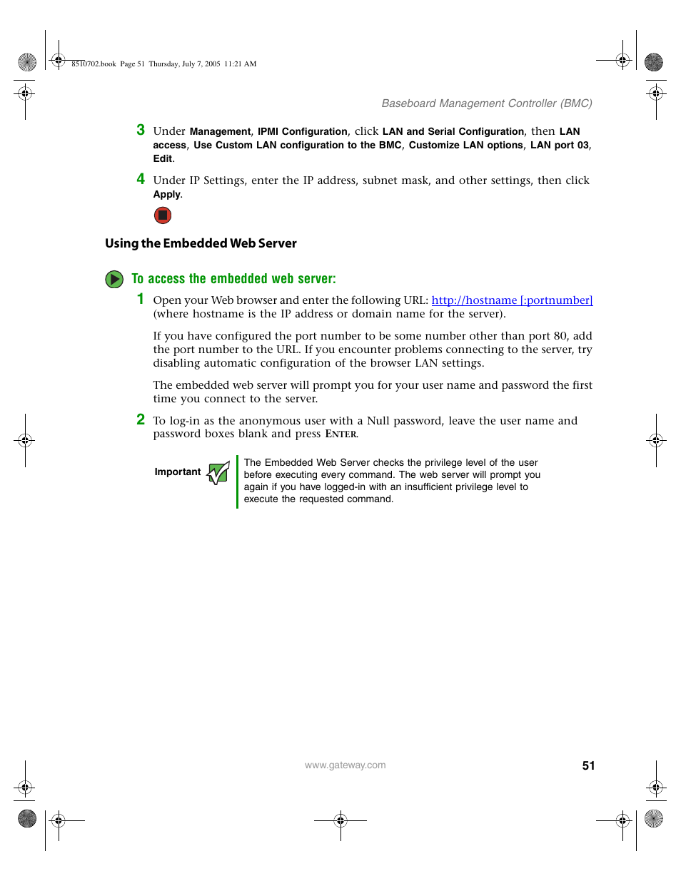 Using the embedded web server | Gateway 9715 User Manual | Page 56 / 278