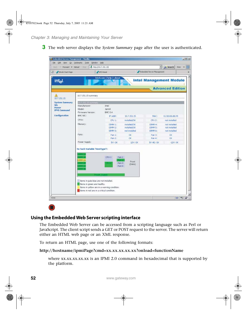 Using the embedded web server scripting interface | Gateway 9715 User Manual | Page 57 / 278