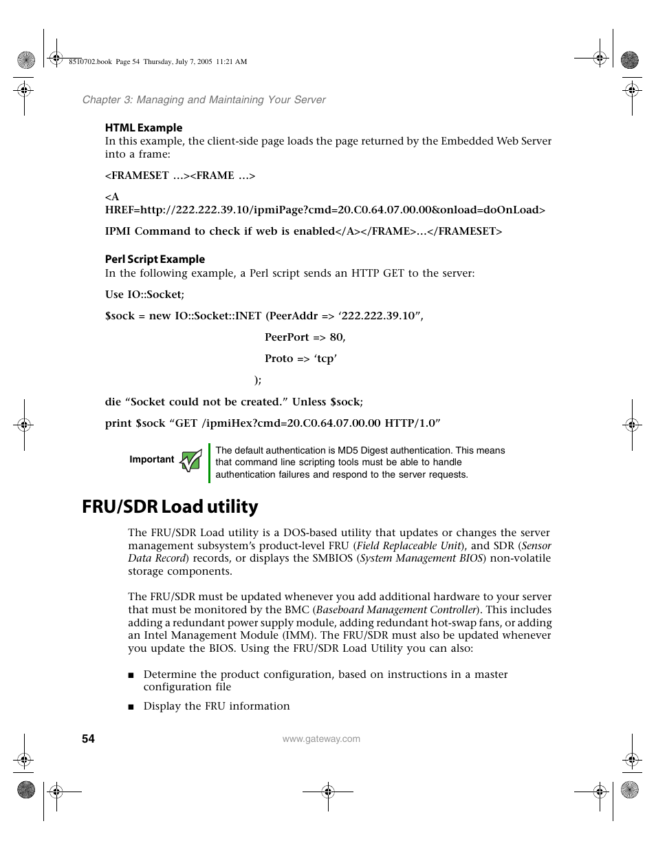Fru/sdr load utility | Gateway 9715 User Manual | Page 59 / 278