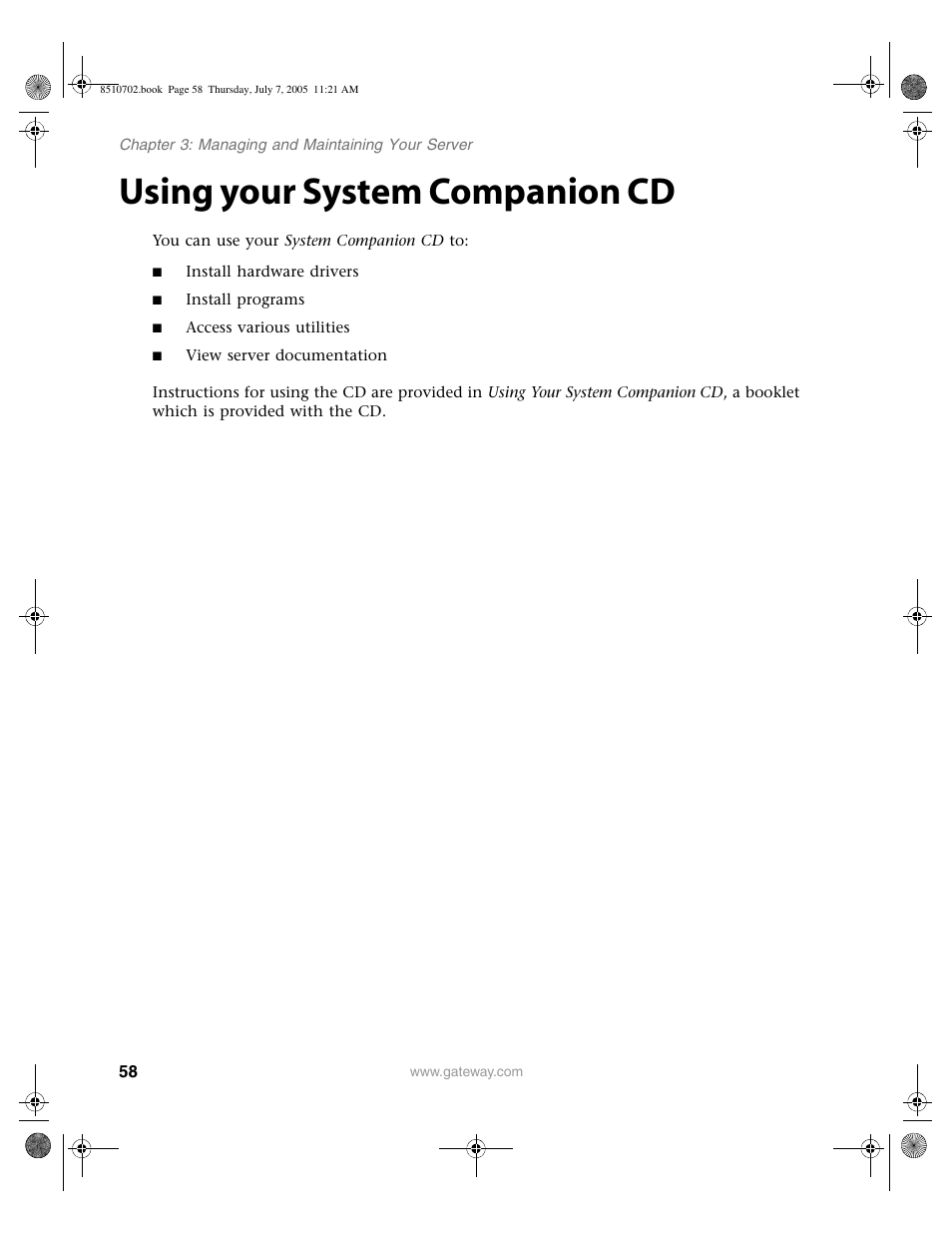 Using your system companion cd | Gateway 9715 User Manual | Page 63 / 278