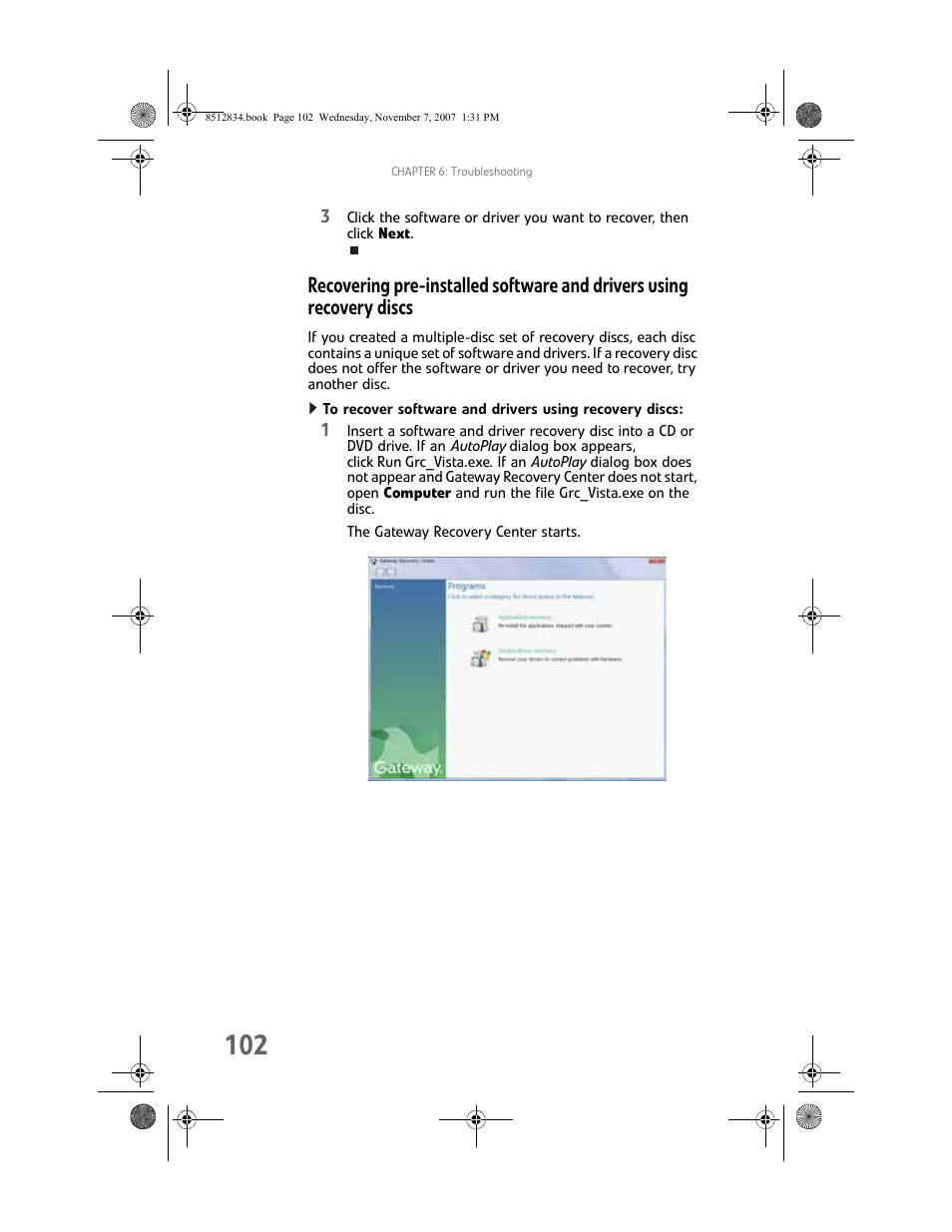 Recovering | Gateway FX User Manual | Page 108 / 140